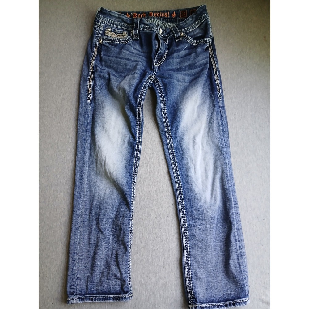 Rock Revival Jeans 29 Womens Betty Capri Cropped Embroidered Grunge Y2k